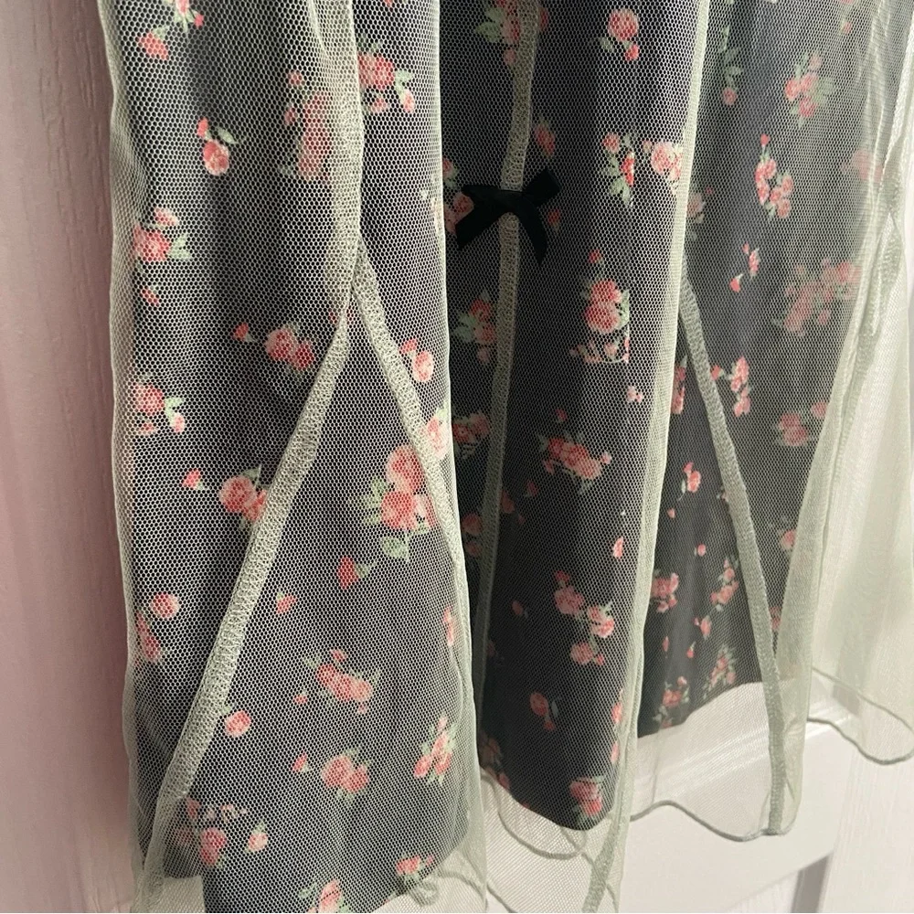 CIDER MESH FLORAL BOW LACE TRIM MIDI DRESS - Picture 12 of 16